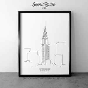 Chrysler Building New York City Drawing Art Print (Unframed), Travel Line Art Illustration, Minimalist Modern Wall Art, Travel Sketch Poster