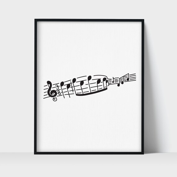 Music Notes Stanza Sheet Music Music Line Art Drawing Etsy