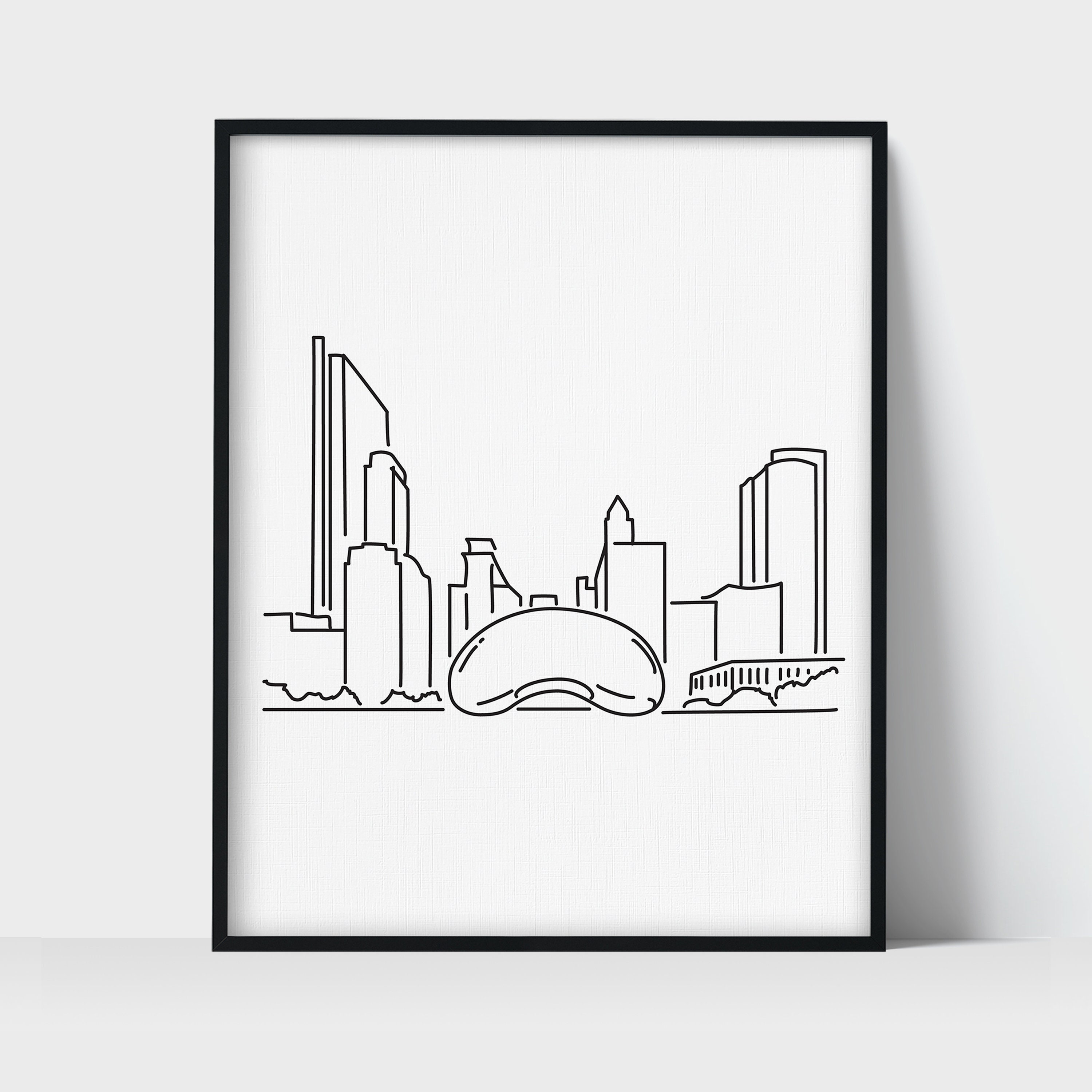 Chicago Bean Skyline Drawing