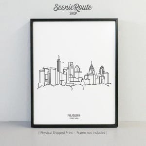 Philadelphia Pennsylvania Skyline Drawing Art Print (Unframed), Philadelphia Line Art Illustration, Minimalist Art, Skyline Sketch Poster