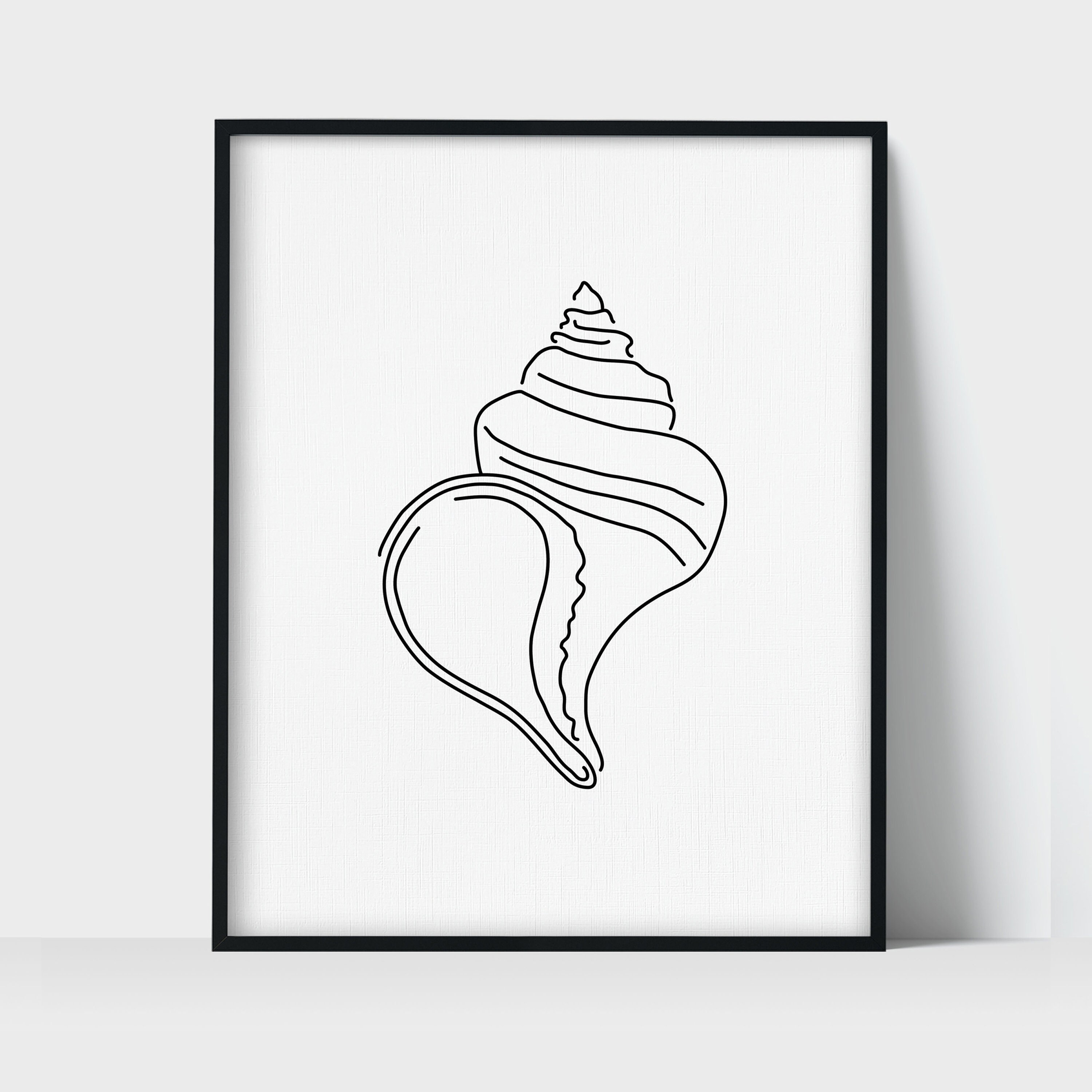 Nautilus Shell Line Art Drawing Unframed Print Etsy