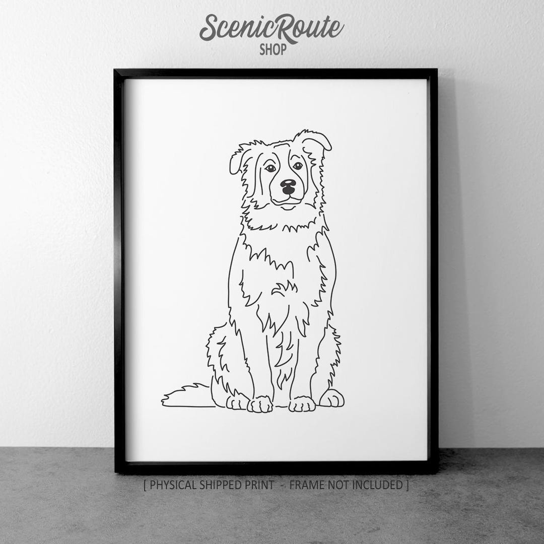 Australian Shepherd Drawing Art Print: Personalized Pet Portrait
