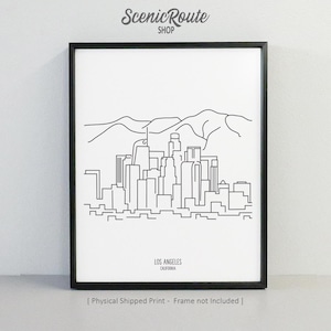 Los Angeles California Skyline Drawing Art Print (Unframed), Los Angeles Line Art Illustration, Minimalist Wall Art, Skyline Sketch Poster