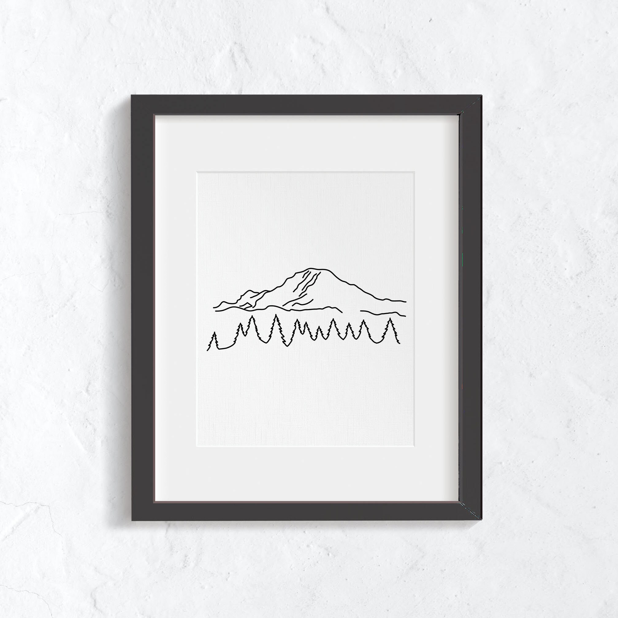 Mount Rainier National Park Line Art Minimalist Wall Art | Etsy