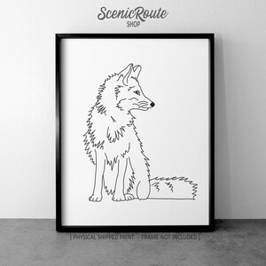 Fox Drawing Art Print (Unframed), Wildlife Line Art Illustration, Minimalist Modern Wall Art, Animal Sketch Poster