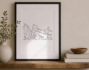Garden of the Gods Line Art Print, Minimalist Black & White