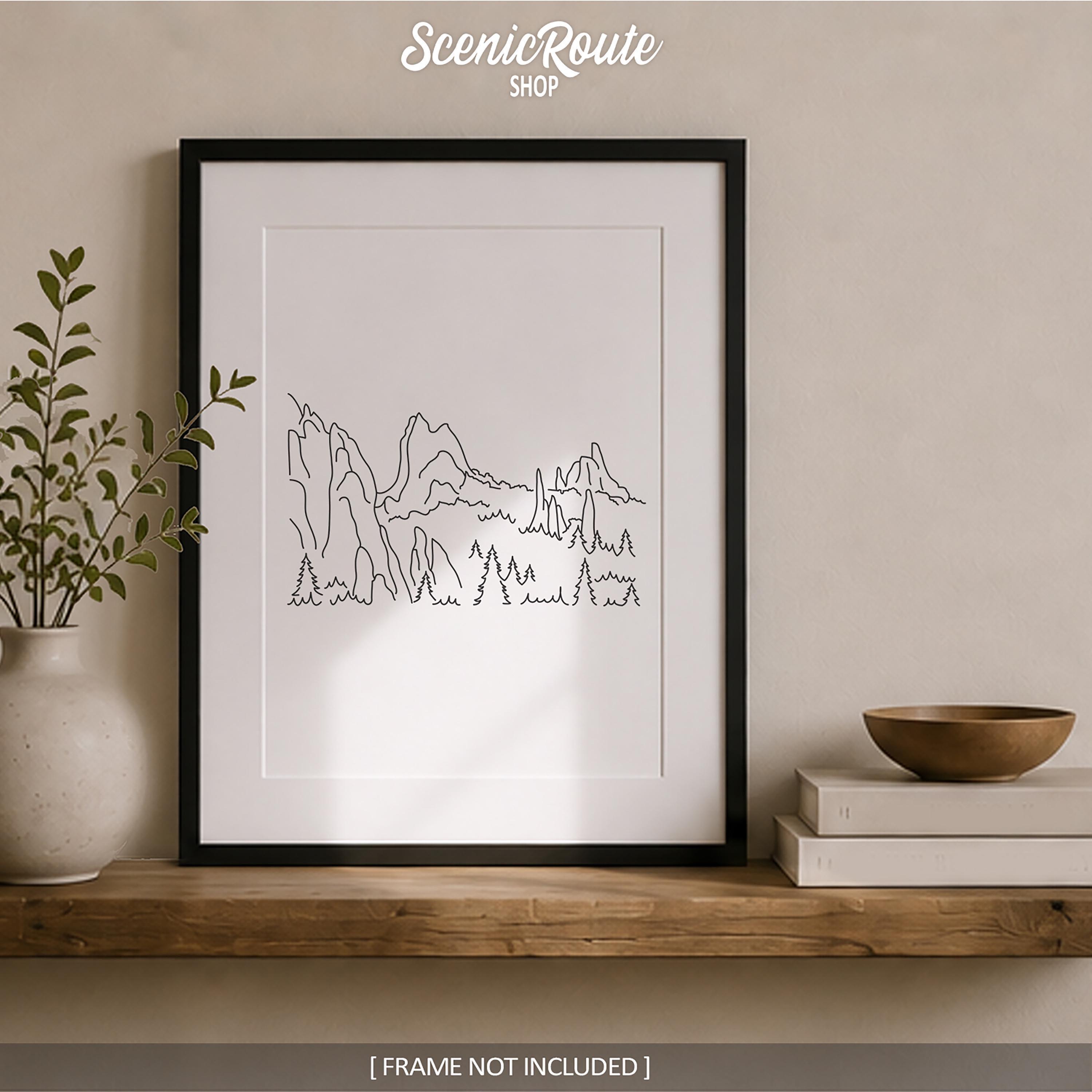 Garden of the Gods Line Art Print, Minimalist Black & White