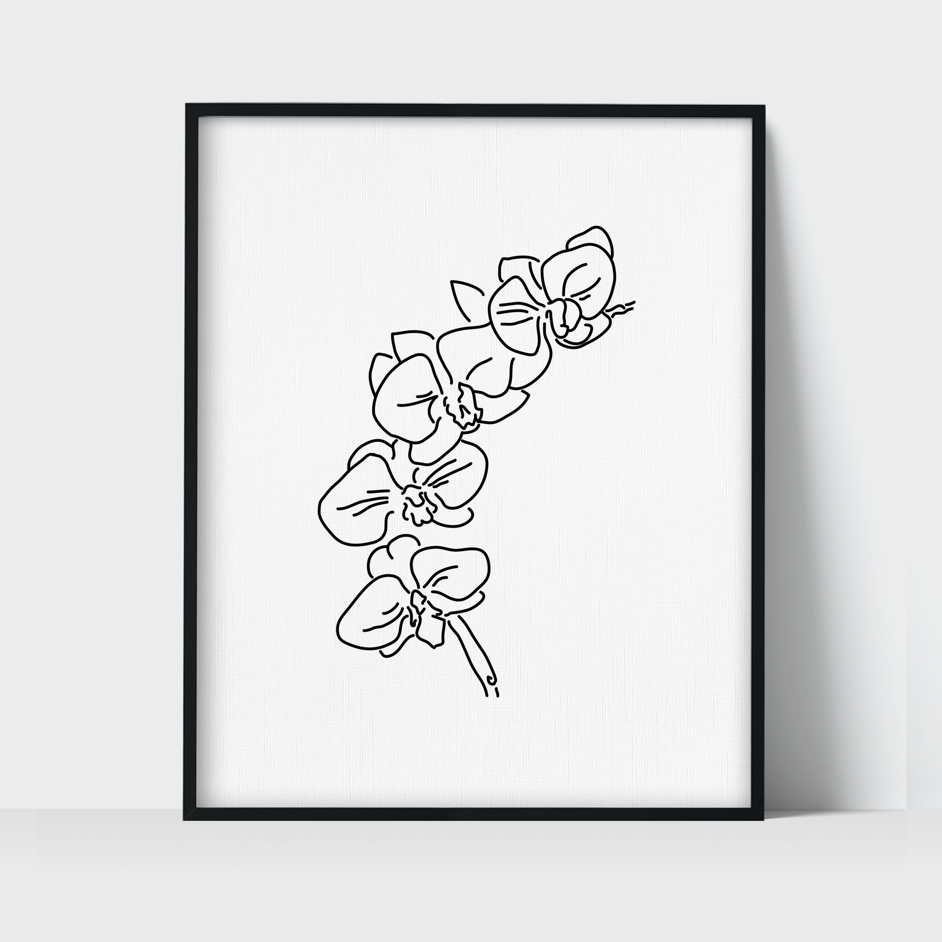 Wild Orchid Flower 02, minimalist, ink drawing, watercolour, brush, wall  art, gift, Bw, rustic, farm Digital Art by BONB Creative - Pixels