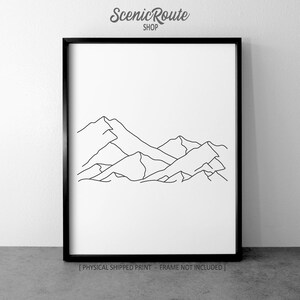 Mountain Range Drawing Art Print (Unframed), Landscape Line Art Illustration, Minimalist Modern Wall Art, Scenery Sketch Poster