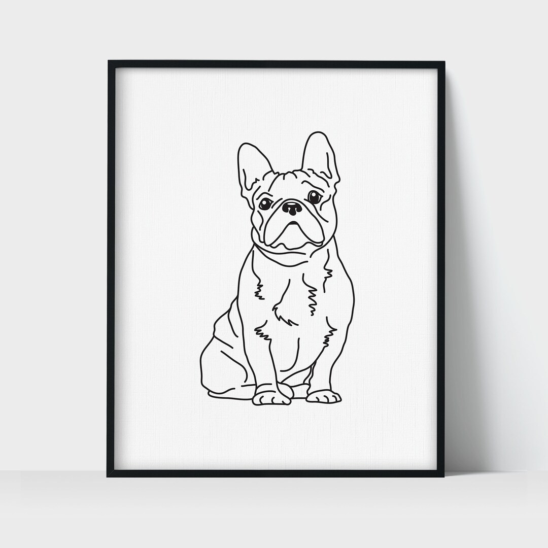 French Bulldog Wall Art Print Minimalist Black & White Line Etsy