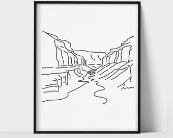 Grand Canyon National Park - Line Art Drawing Unframed Print
