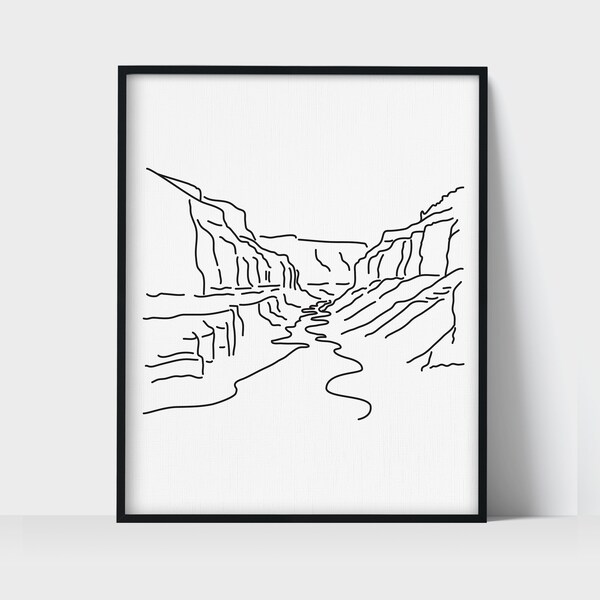 Grand Canyon National Park - Line Art Drawing Unframed Print