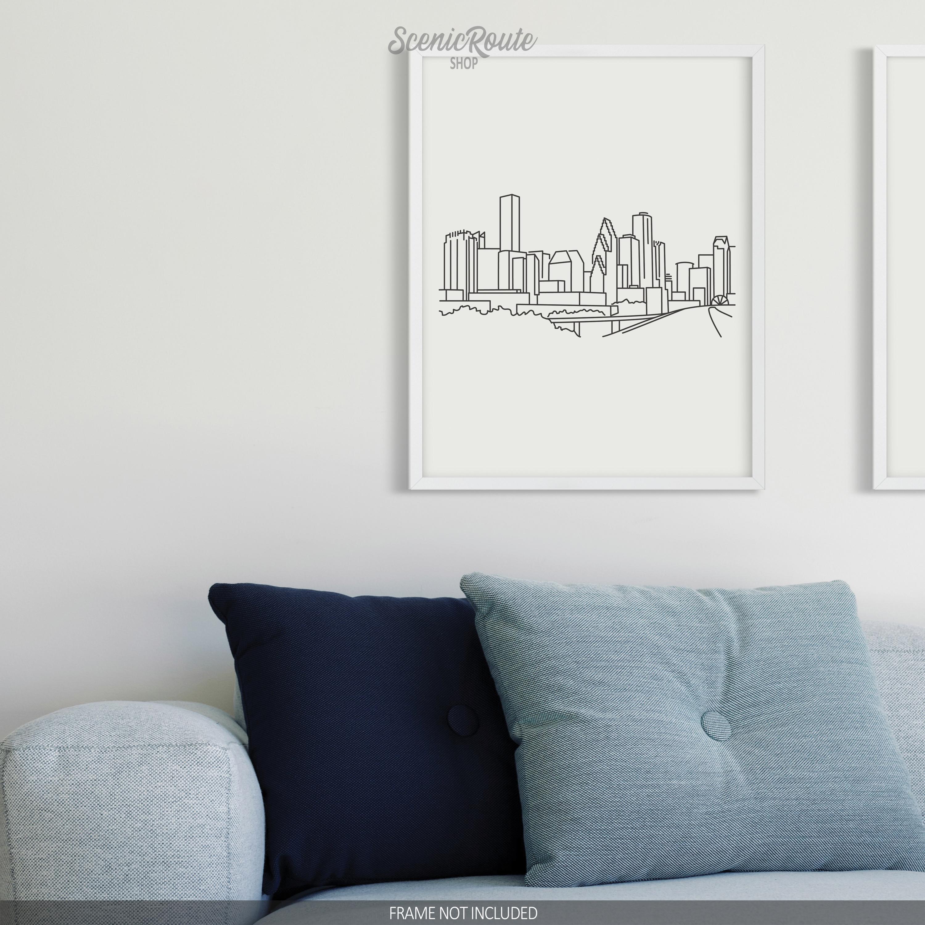 Houston Draw Houston Skyline Drawing Art Print: Texas Minimalist Line Art, Modern ...
