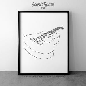 Guitar Line Art Print: Minimalist Music Room Decor