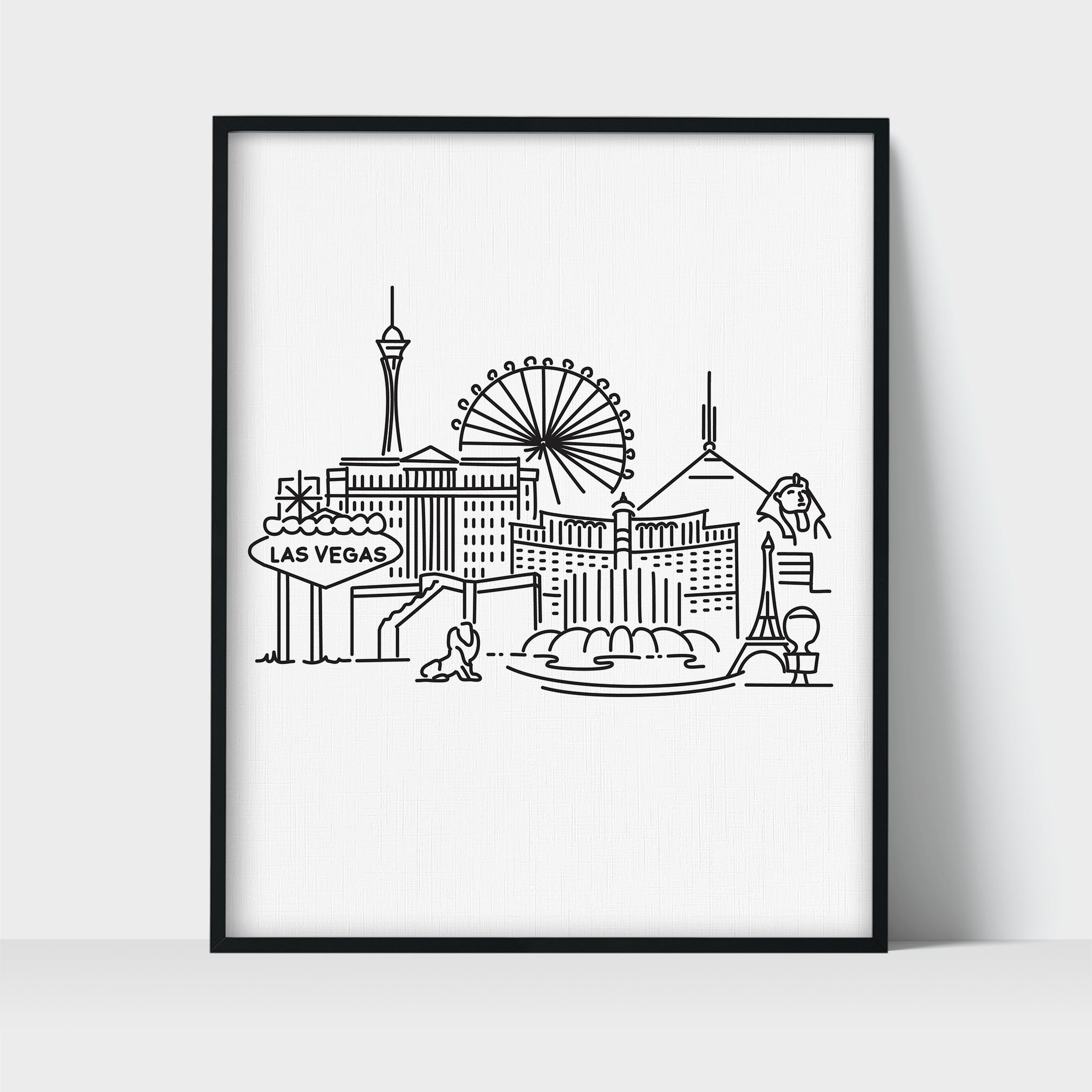 Las Vegas Nevada Skyline Wall Art Print Minimalist Black & Etsy