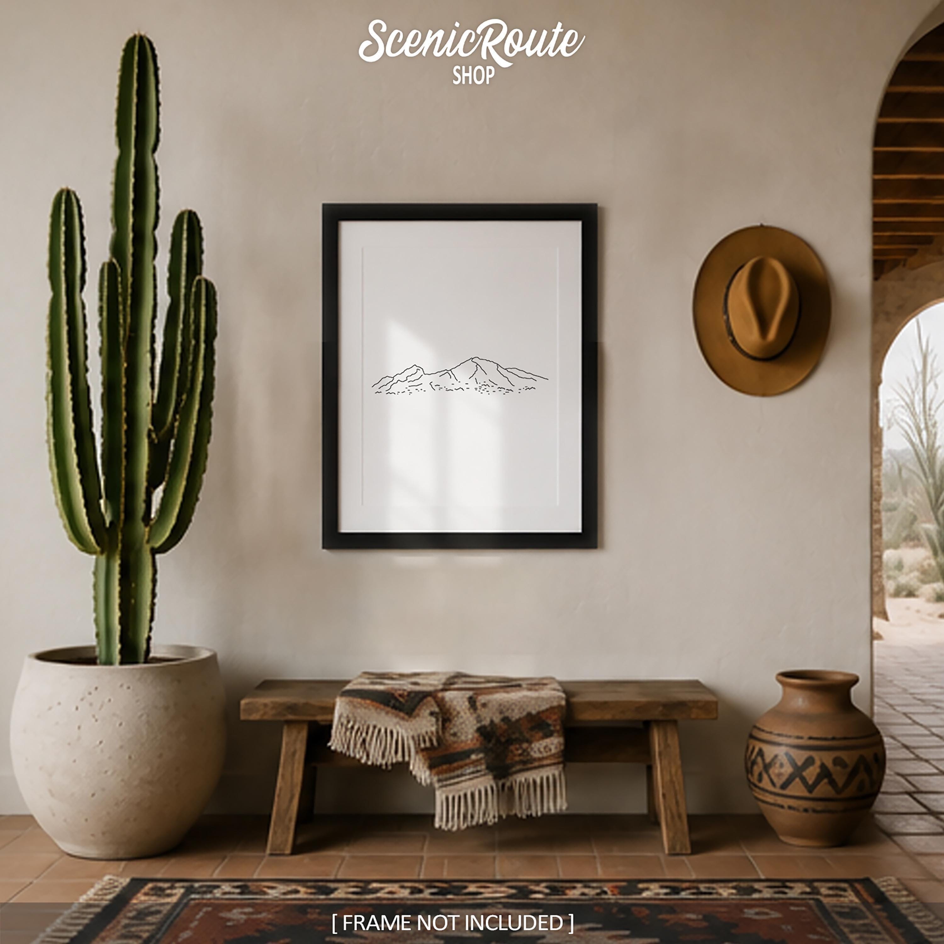 Camelback Line Art Print, Minimalist Black & White Arizona North