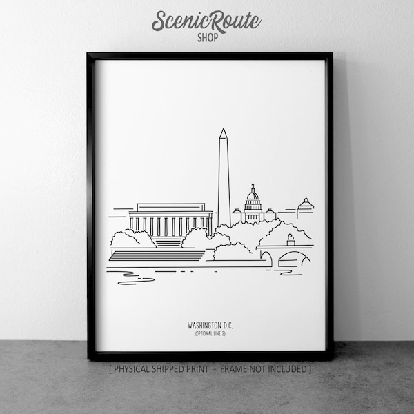 Washington DC Skyline Drawing Art Print: Capitol Minimalist Line Art, Modern Travel Home Decor