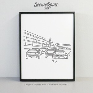 Auto Racing Nascar Drawing Art Print (Unframed), Daytona 500 Line Art Illustration, Minimalist Modern Wall Art, Sports Sketch Poster