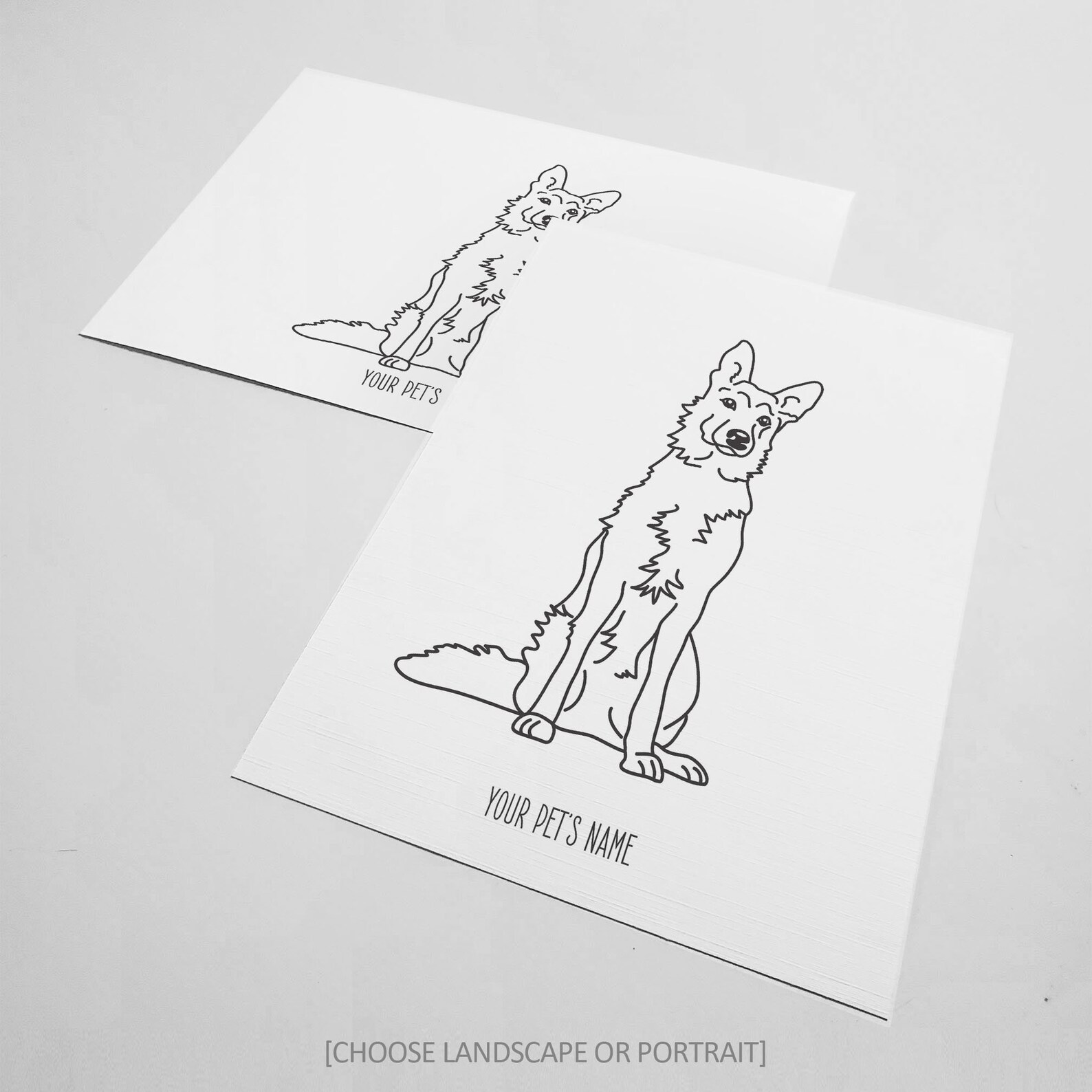 German Shepherd Dog Line Art Drawing Unframed Print - Etsy