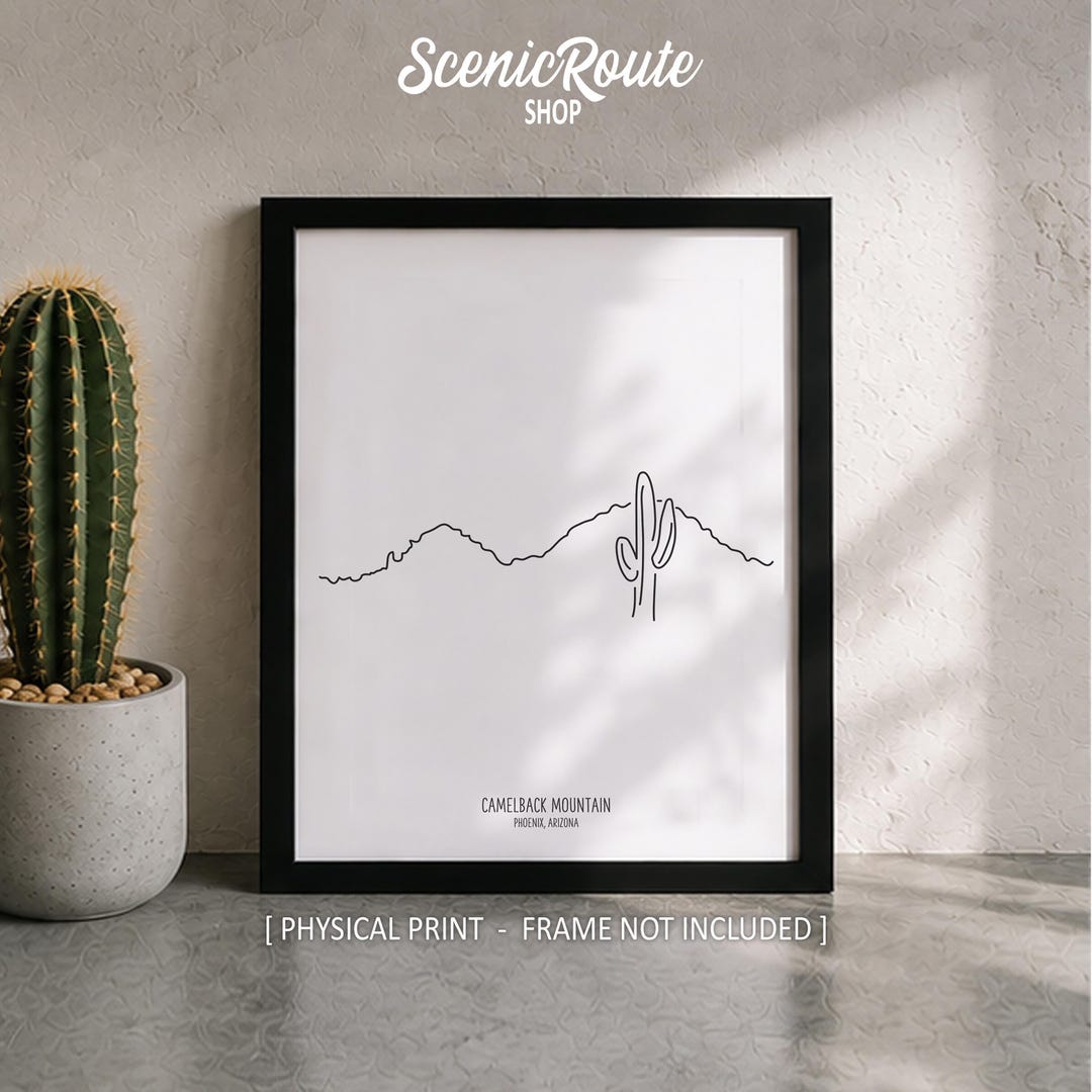 Camelback Silhouette Line Art Print, Minimalist Black & White