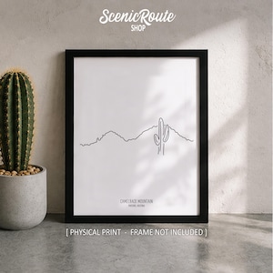 Camelback Line Art Print, Minimalist Black & White Arizona North