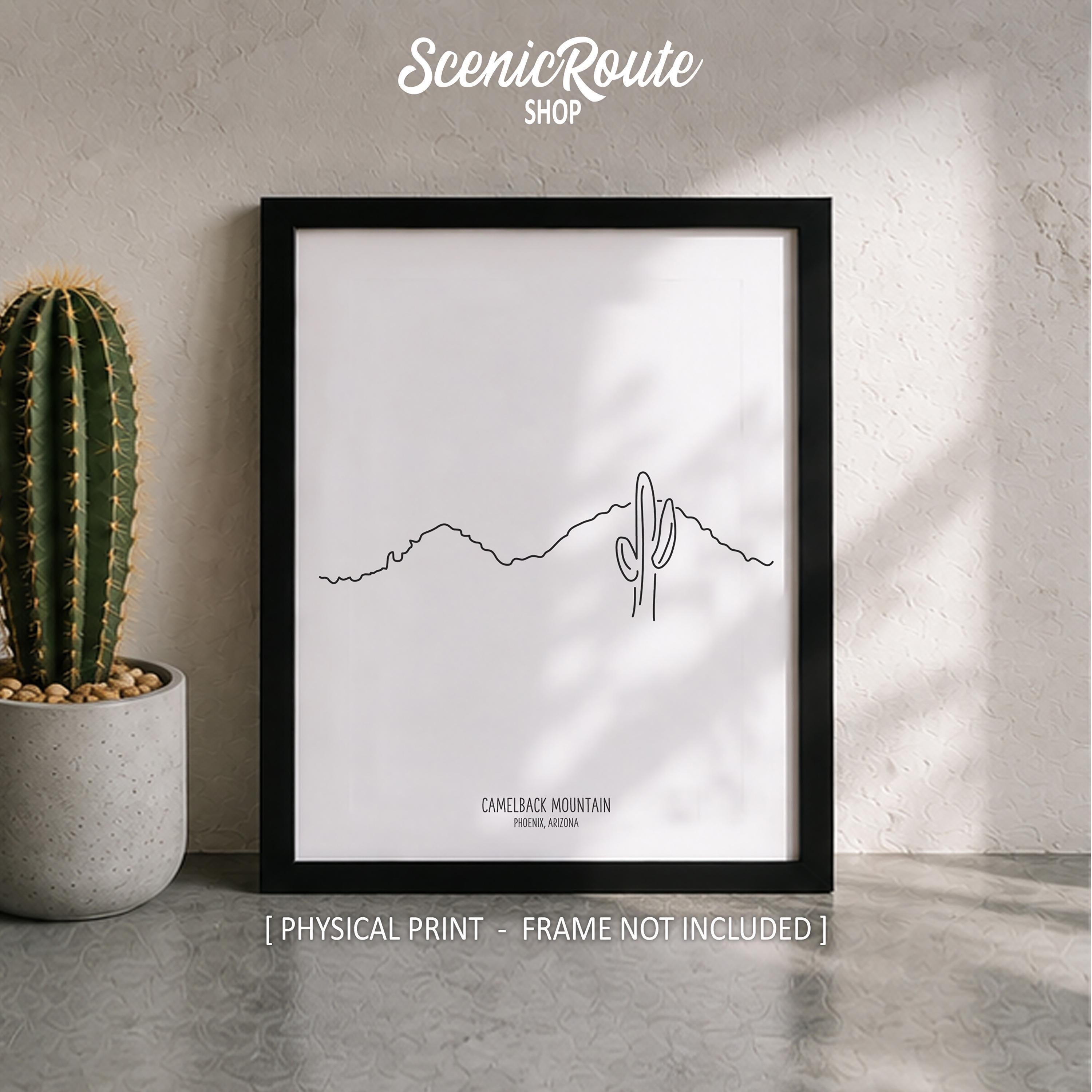 Camelback Silhouette Line Art Print, Minimalist Black & White