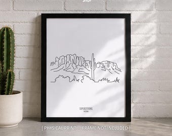 Camelback Line Art Print, Minimalist Black & White Arizona North
