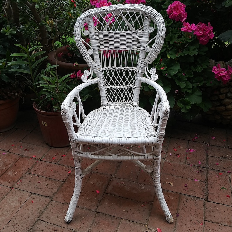 Vintage Wicker Child's Chair Doll Chair Fancy Woven Wicker Etsy