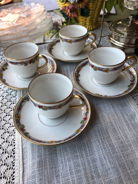 Vintage Bernardaud Limoges France Demitasse Cup and Saucer Set 