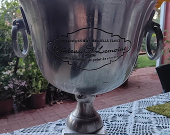 Vintage large cast aluminum champagne bucket from Chateau St Lemoine in Marsielle, France elegant wow gift made in France champagne special