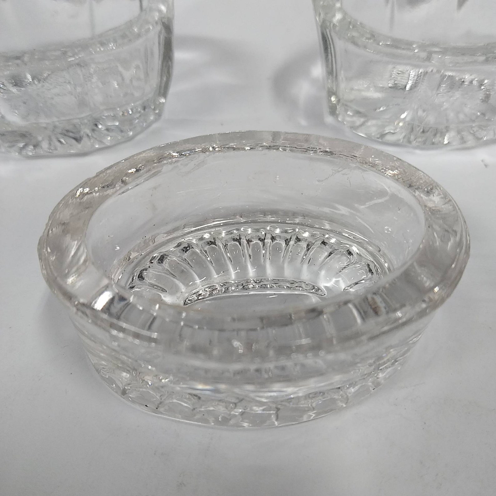 Vintage Clear Glass Salt Dishes Salt Dips Set of 7 Unusual for Salt on