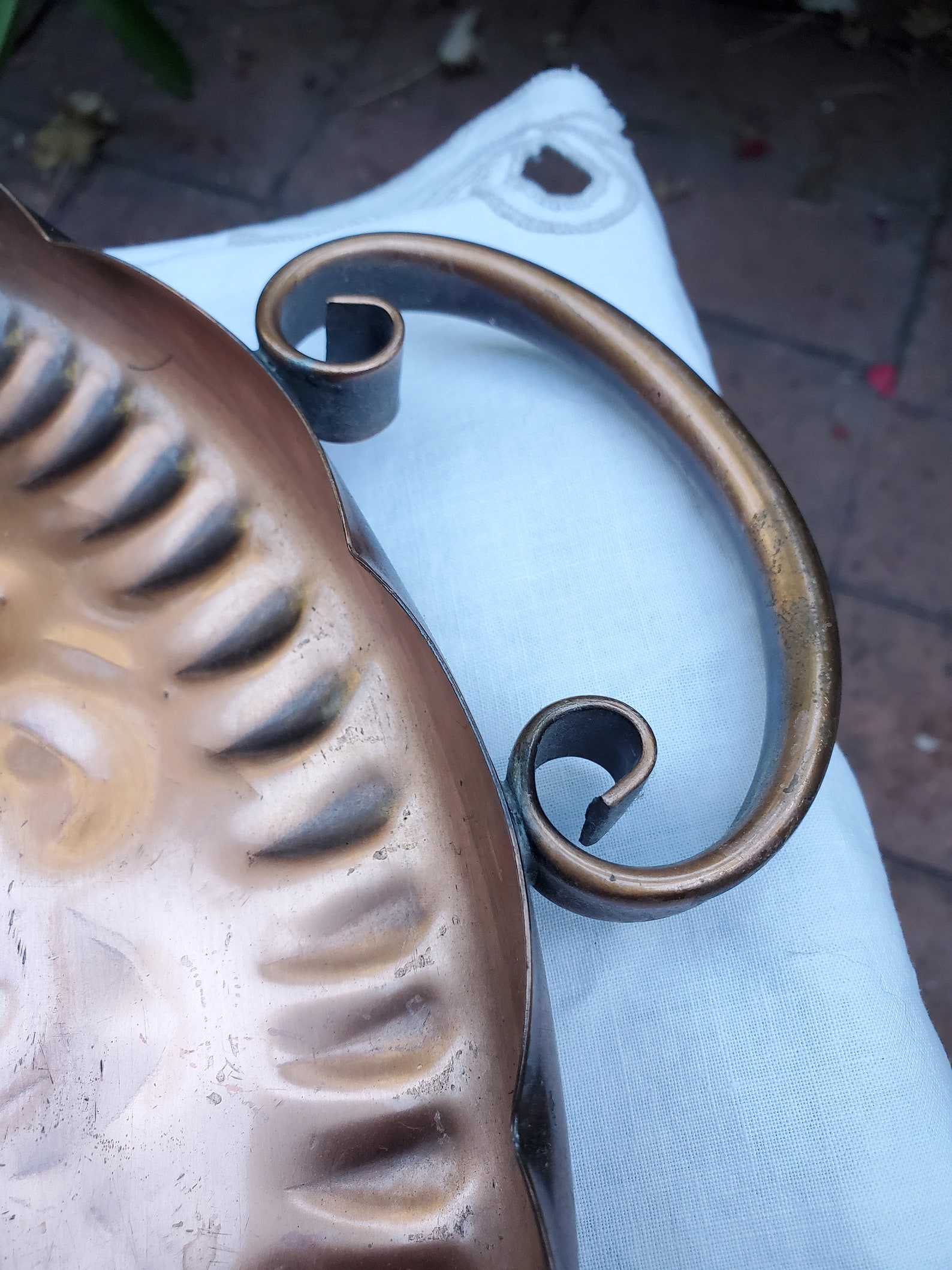 Vintage Gregorian Mid Century Hand Made Copper Serving Tray Scrolled