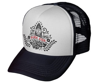 Pura Vida Dia De Los Muertos Inspired Trucker Hat