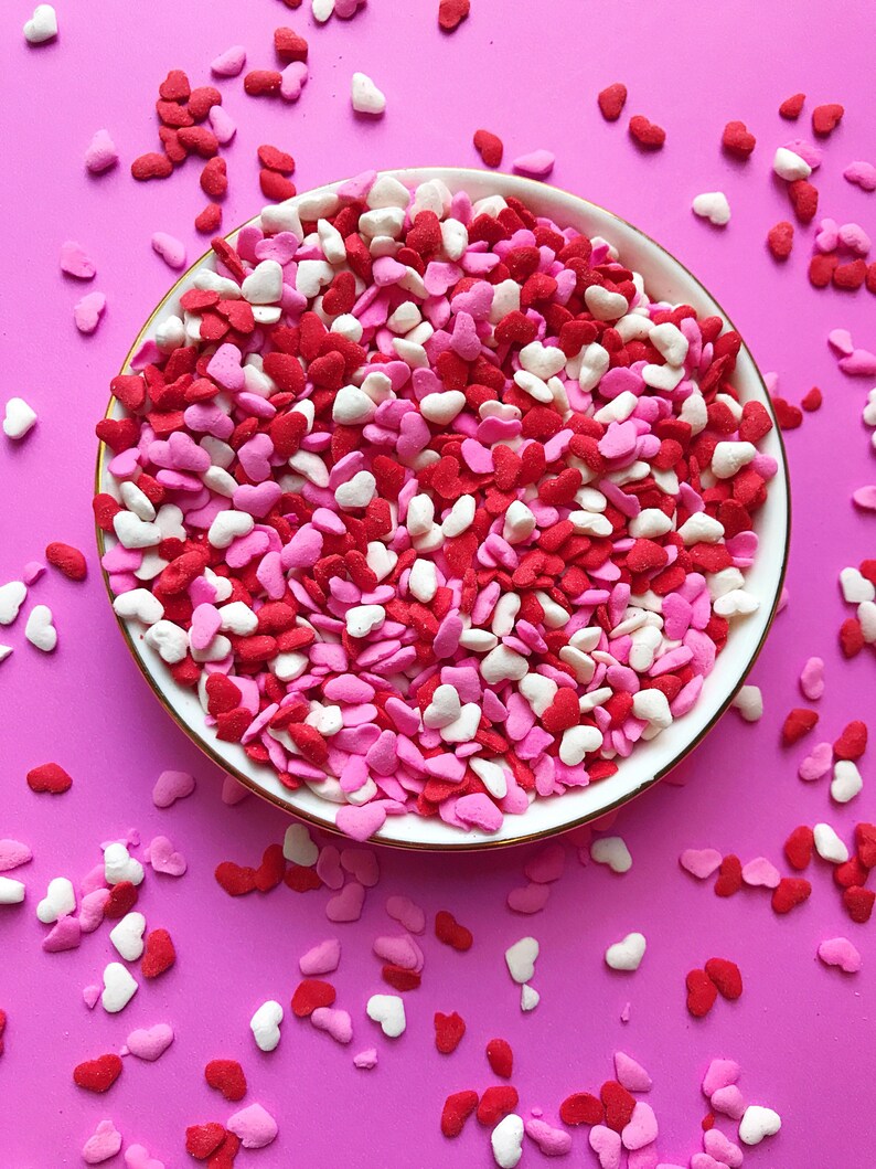 Edible Sprinkles Medium Heart Sprinkles in Red White and Etsy