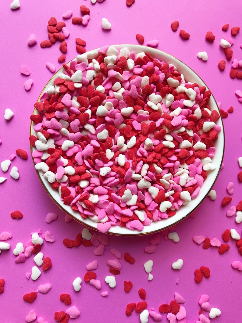 Sprinkles Medium Heart Sprinkles in Red White and Pink 3 Etsy