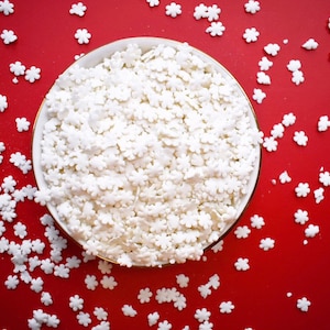 Snowflake  Sprinkles - White Confetti Snowflake Sprinkles - 3 oz