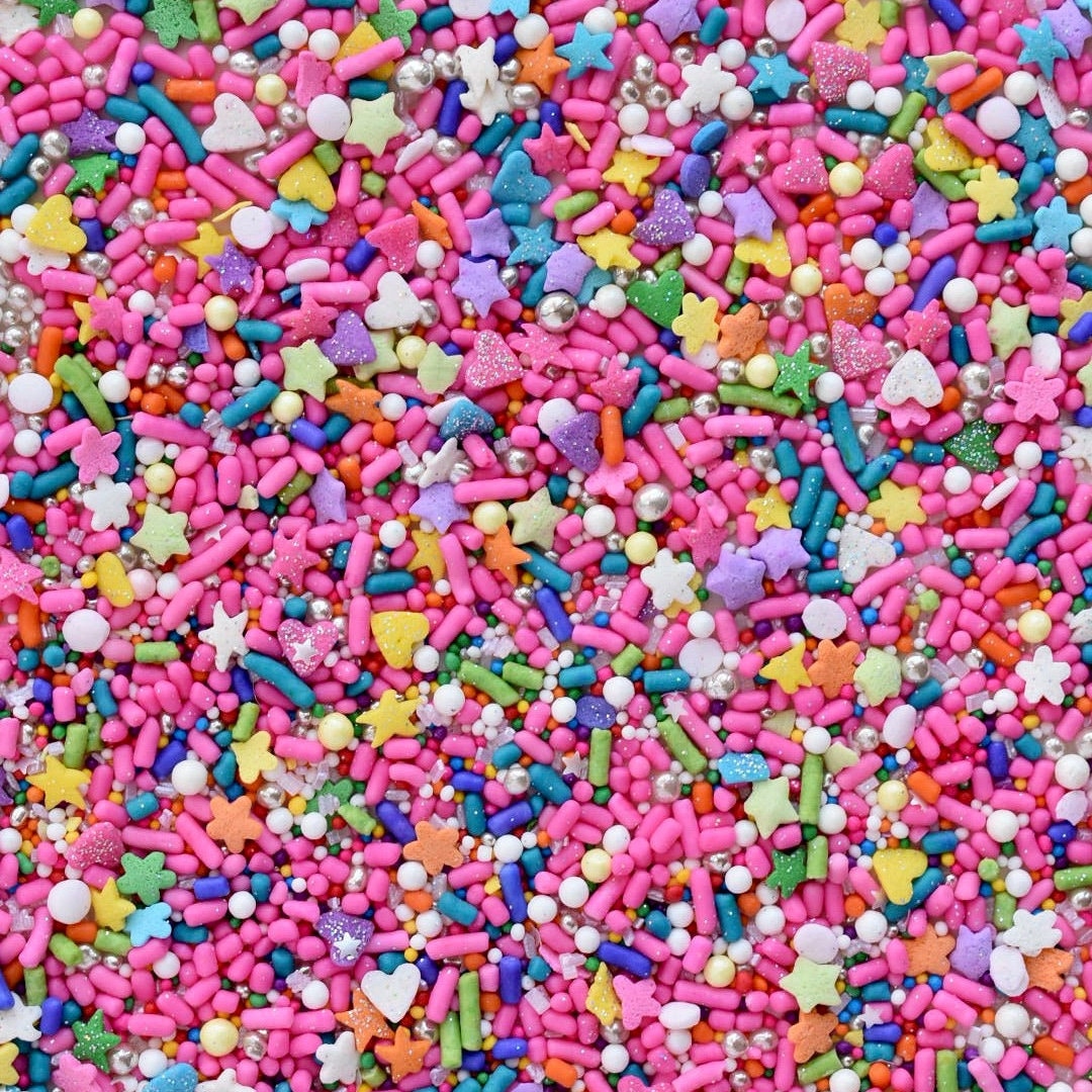 Rainbow Glitter Sugar Sprinkles Mix  Party Crasher Birthday Sugar Crystals  Mix with Edible Glitter - Sweets & Treats™