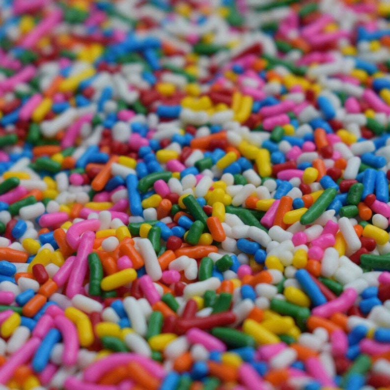 Edible Sprinkles Classic Rainbow Sprinkles cake, cookie , cupcake decorating 4 oz. jimmies, strand sprinkles, sprinkle mix image 2