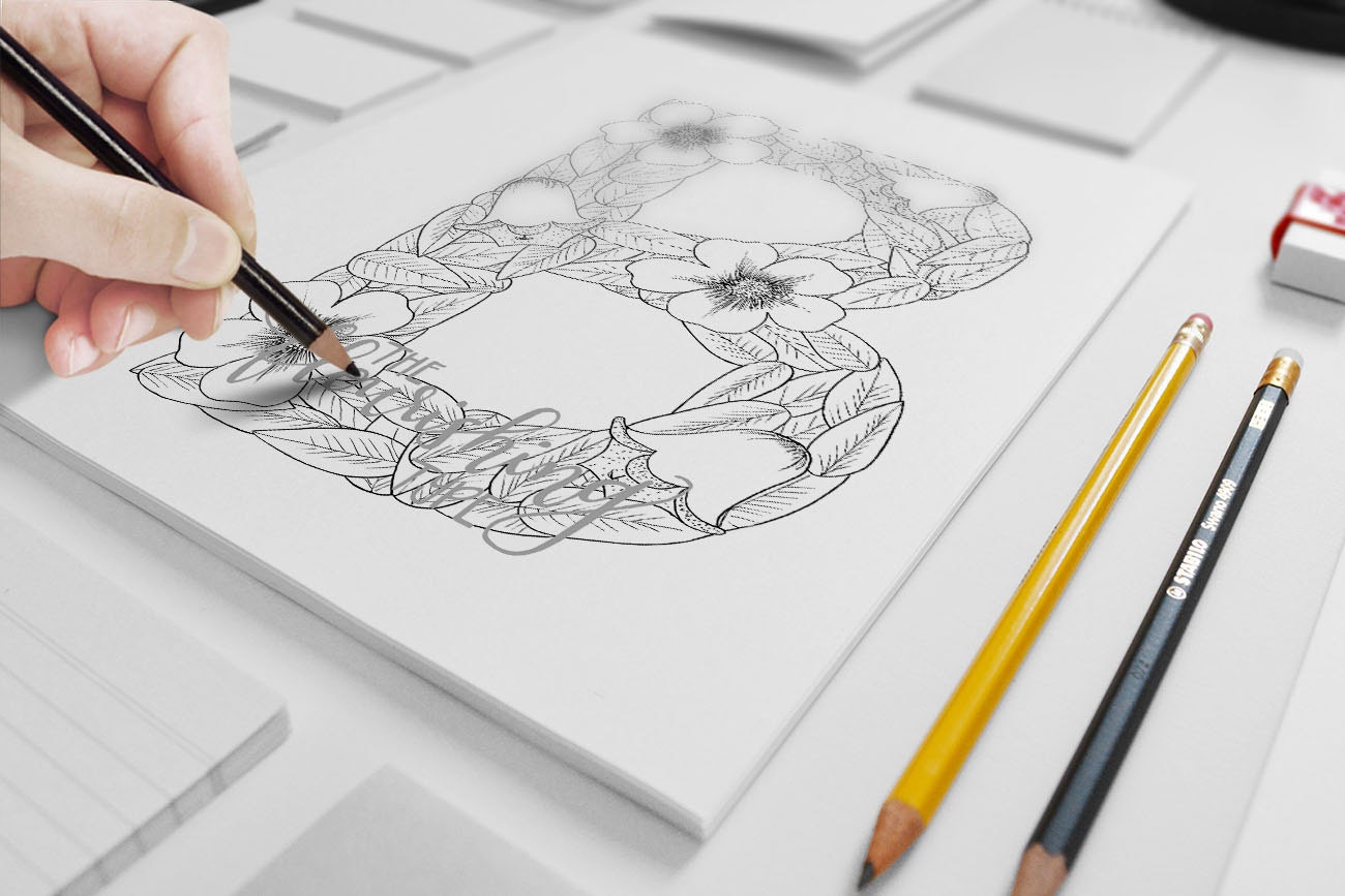 Printable Colouring Page - Letter B Floral Inspired - Bellflower ...