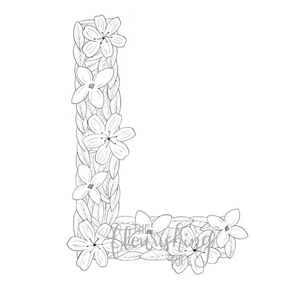 Download Printable Colouring Page Letter L Floral Inspired Lily ...