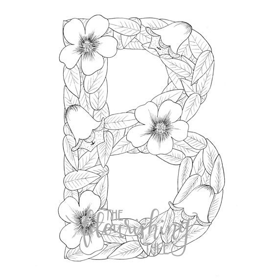 Printable Colouring Page - Letter B Floral Inspired - Bellflower ...