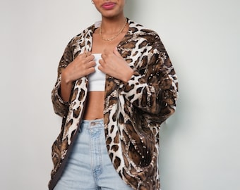 Animal Print Leopard Tiger Lined Cardigan