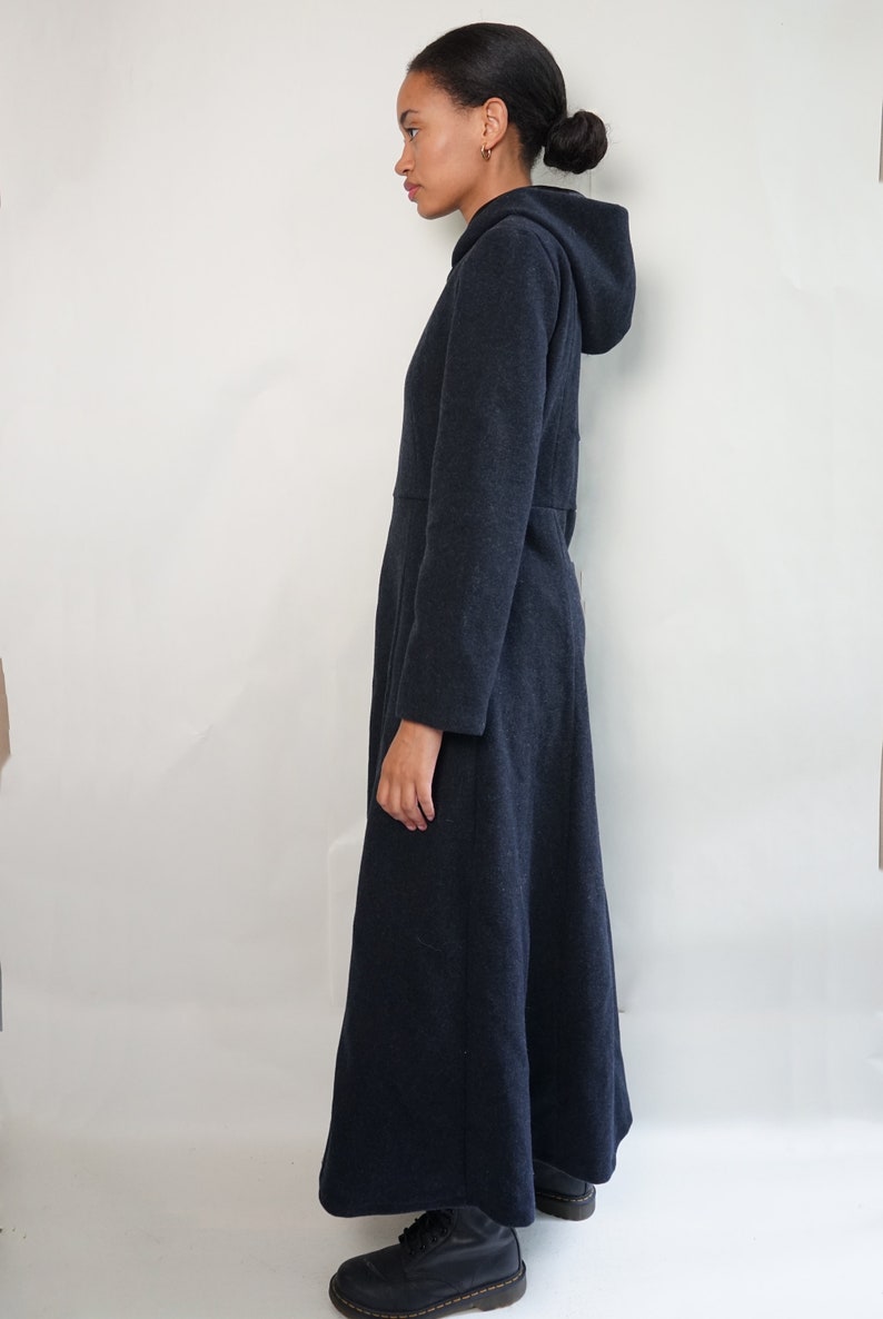 Long Charcoal Cosplay Hooded Zipper Jacket