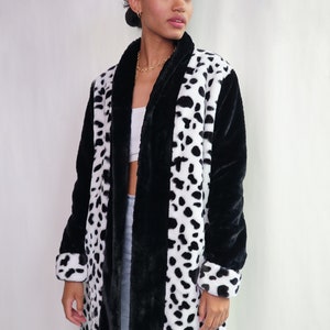 Cruella Deville Dalmatian Print Style Fuzzy Animal Print Jacket