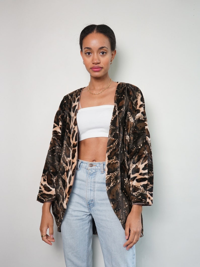 Animal Print Leopard Tiger Oversized Lined Cardigan Etsy Canada