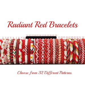 Red Color Hand Crocheted Glass Seed Bead Nepal Bracelet.