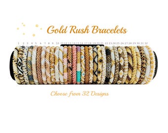 Hand Crocheted Gold Colors Glass Seed Beads Nepal Bracelets.