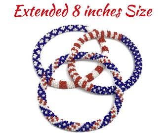 Verlengde rode, witte en blauwe armbanden met Amerikaanse vlag van 8 inch.