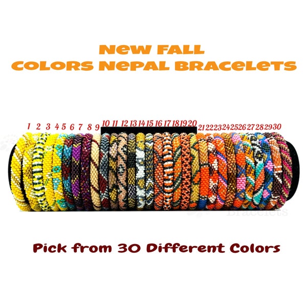 Colorful Fall Colors Nepal Bracelets. Pick Your Favorite from 30 Different Color Seed Beads Friendship Boho Bracelets