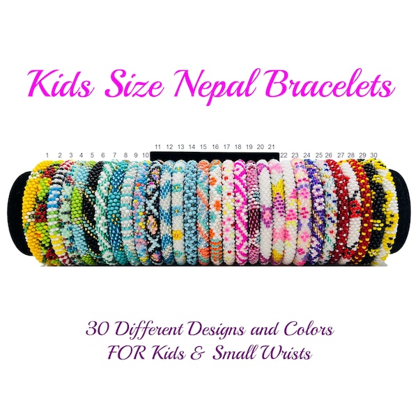 Nepal Bracelets for Kids and Small Wrists. Colorful Teen Bracelets, Multicolor Glass Beads Bracelets.